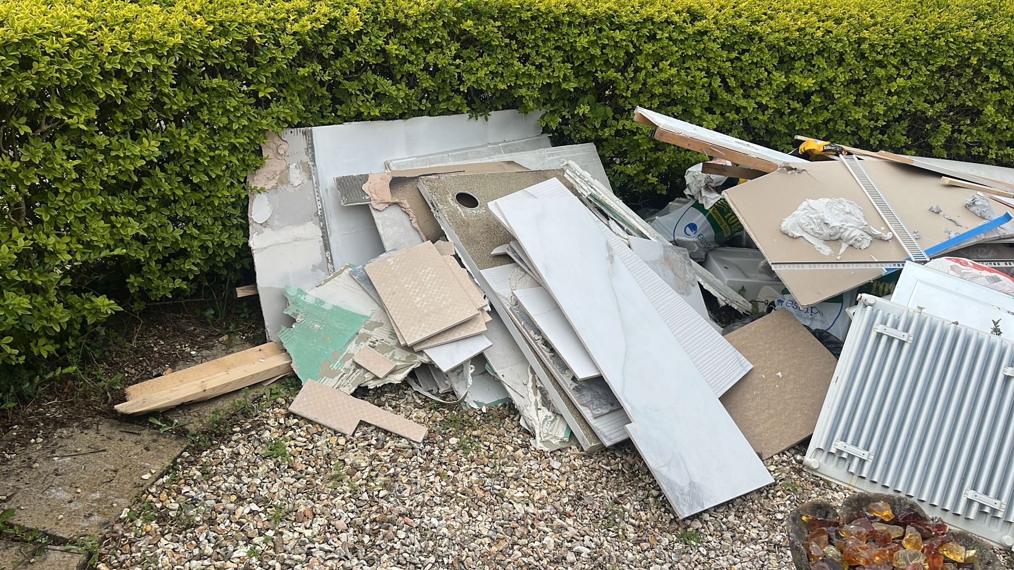Waste stacked and ready for collection